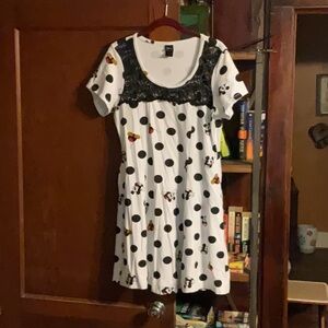 Disney Black and White Babydoll Dress with Scoop Neck